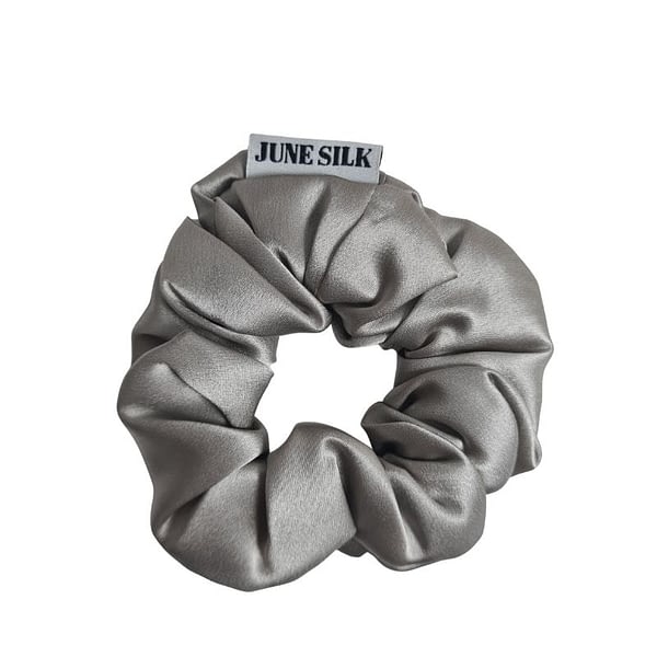 June Silk Large Grey Scrunchie